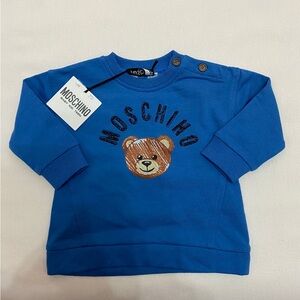Baby Moschino  sweatshirt 3-6 months blue cotton bear